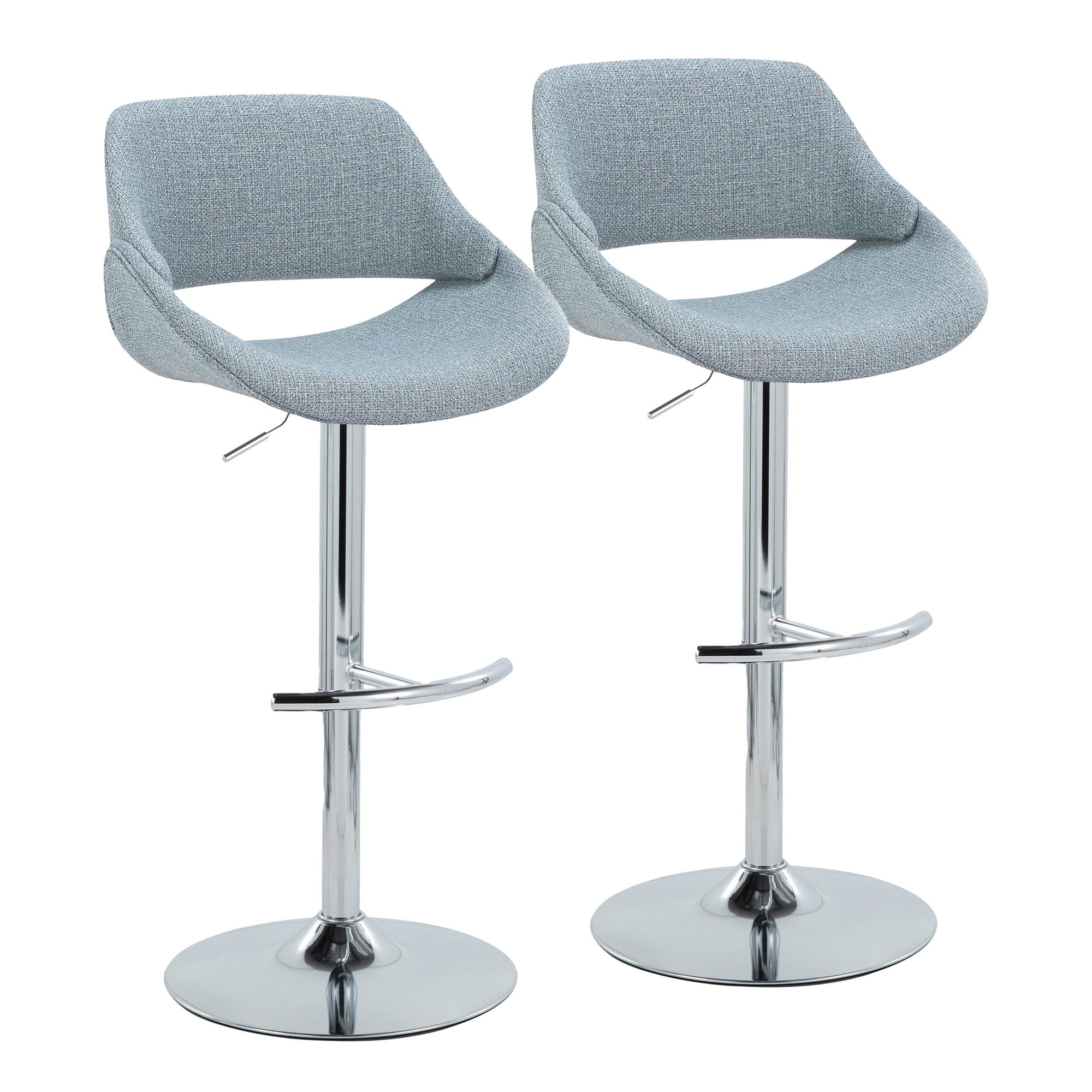 Fabrico Blue Noise Contemporary Adjustable Swivel Barstools (Set of 2) 3 Fabrico Blue Noise Contemporary Adjustable Swivel Barstools (Set of 2) - Image 3