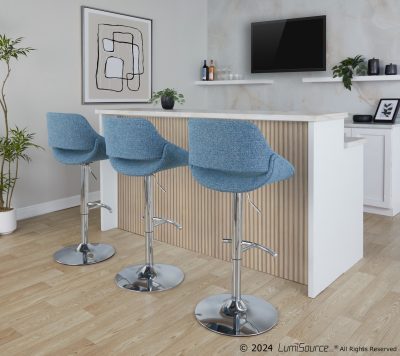 Fabrico Blue Noise Contemporary Adjustable Swivel Barstools (Set of 2)