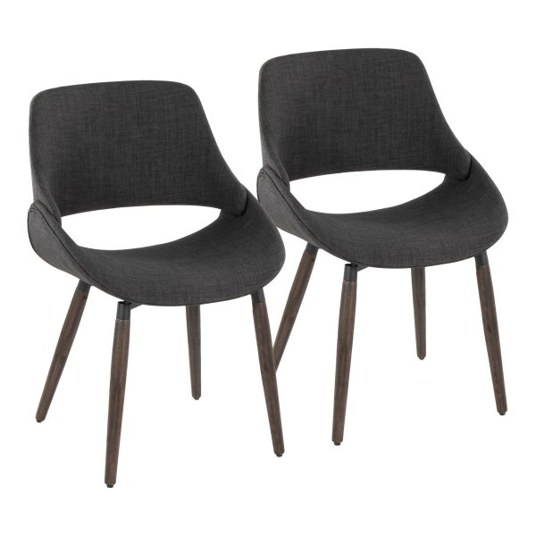 Fabrico Charcoal Fabric Dark Walnut Farmhouse Accent Chairs Set of 2 1