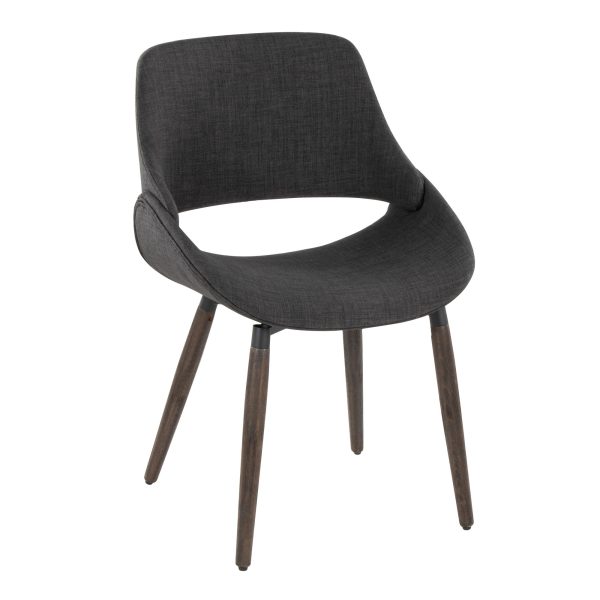 Fabrico Charcoal Fabric Dark Walnut Farmhouse Accent Chairs Set of 2 2