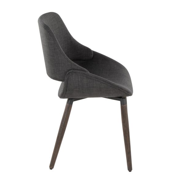Fabrico Charcoal Fabric Dark Walnut Farmhouse Accent Chairs Set of 2 3