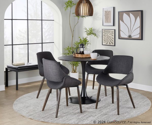 Fabrico Charcoal Fabric Dark Walnut Farmhouse Accent Chairs Set of 2