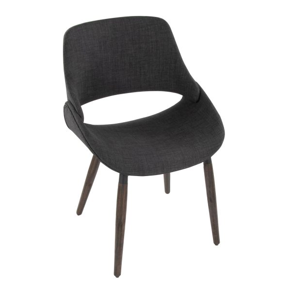 Fabrico Charcoal Fabric Dark Walnut Farmhouse Accent Chairs Set of 2 7