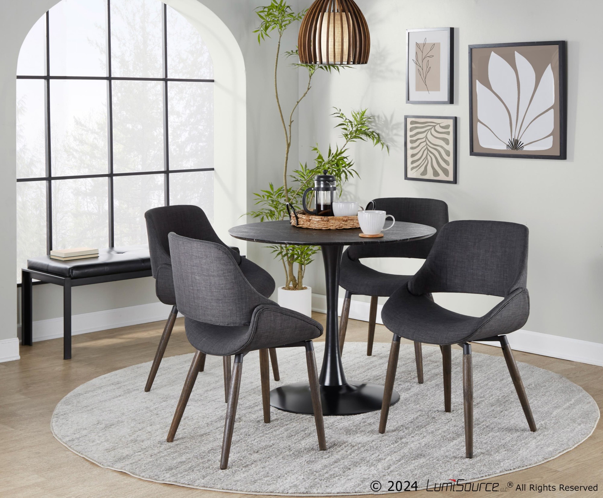 Fabrico Charcoal Fabric Dark Walnut Farmhouse Accent Chairs (Set of 2) 1 Fabrico Charcoal Fabric Dark Walnut Farmhouse Accent Chairs (Set of 2)