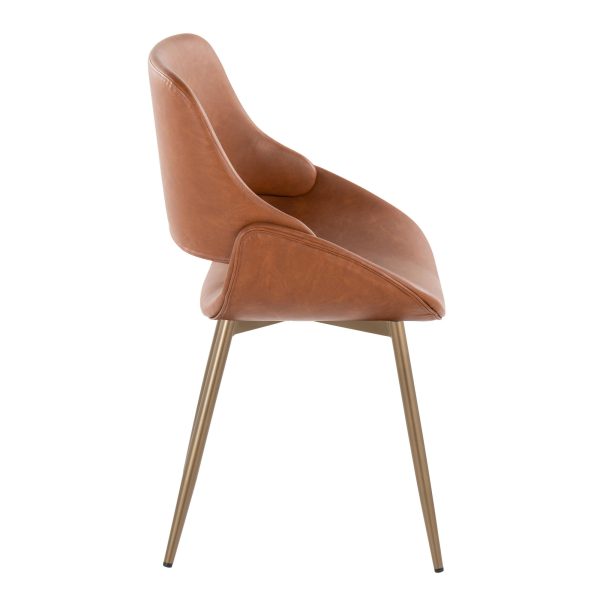 Fabrico Contemporary Camel Faux Leather Accent Chairs Antique Copper Set of 2 2