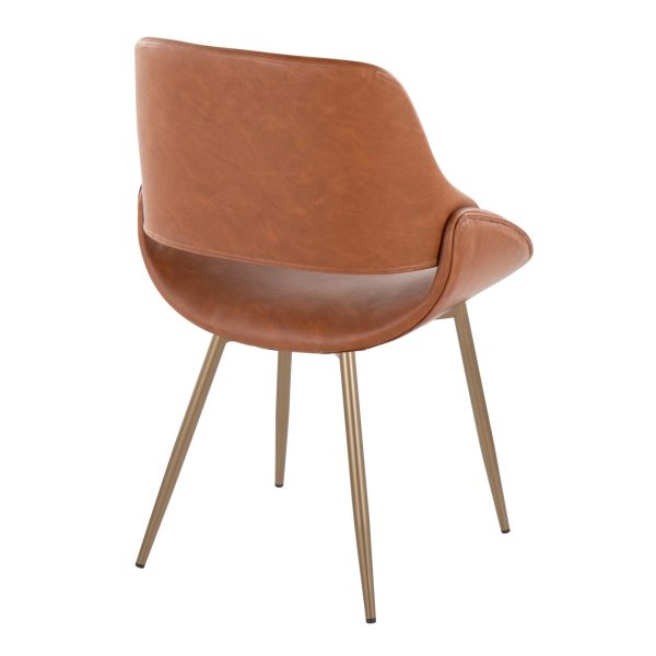 Fabrico Contemporary Camel Faux Leather Accent Chairs Antique Copper Set of 2 3