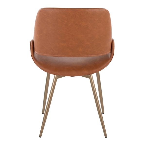 Fabrico Contemporary Camel Faux Leather Accent Chairs Antique Copper Set of 2 4