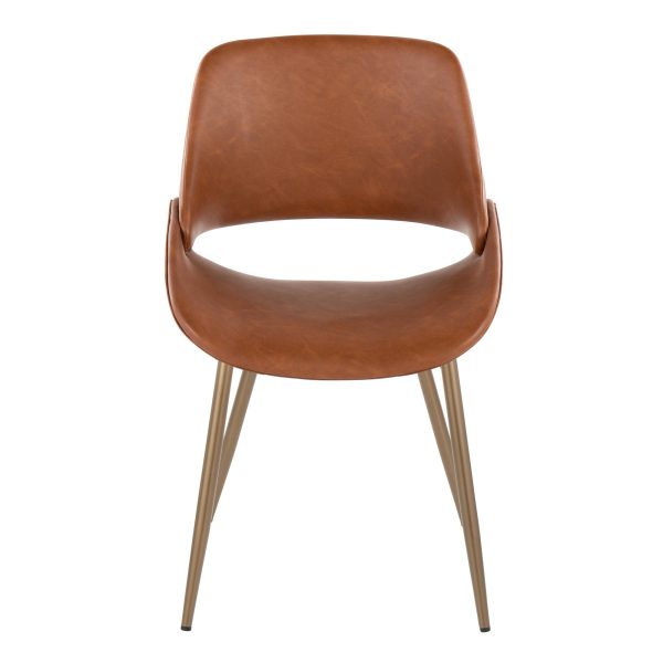 Fabrico Contemporary Camel Faux Leather Accent Chairs Antique Copper Set of 2 5