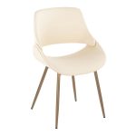 Fabrico Contemporary Cream Faux Leather Accent Chairs Antique Copper (Set of 2)