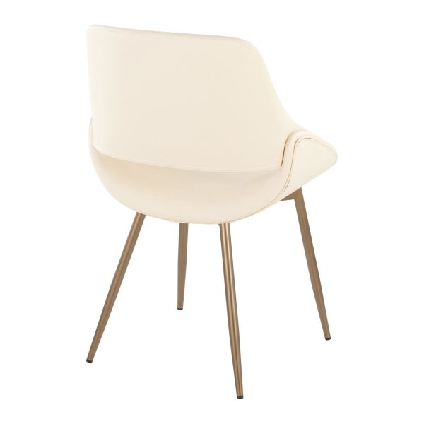 Fabrico Contemporary Cream Faux Leather Accent Chairs Antique Copper Set of 2 3