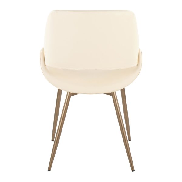 Fabrico Contemporary Cream Faux Leather Accent Chairs Antique Copper Set of 2 4