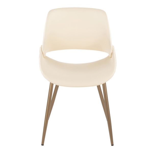 Fabrico Contemporary Cream Faux Leather Accent Chairs Antique Copper Set of 2 5