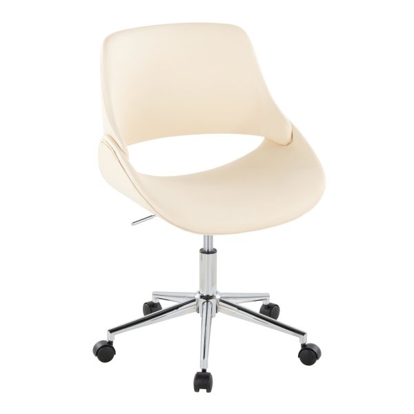 Fabrico Contemporary Cream Faux Leather Chrome Office Chair 1