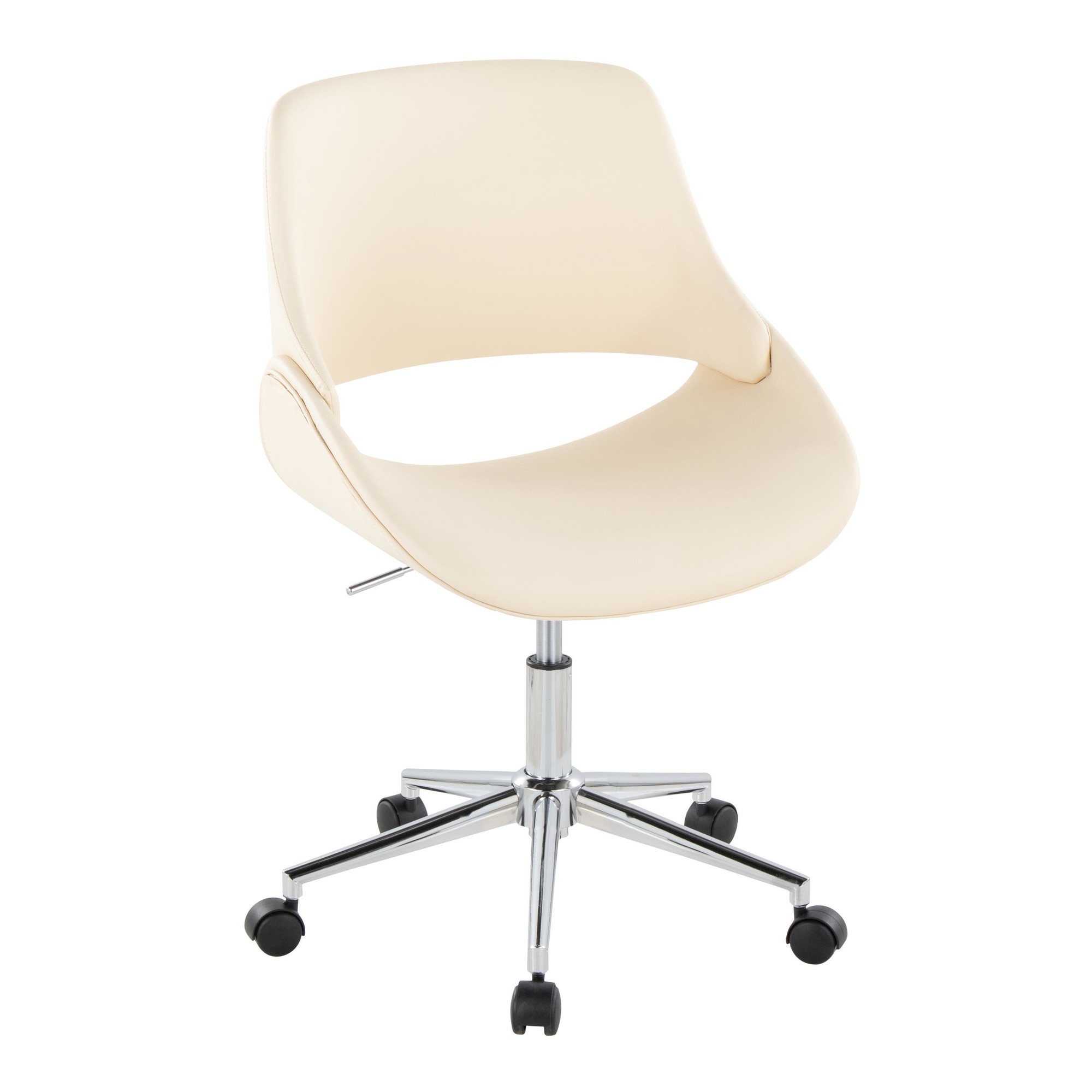 Fabrico Contemporary Cream Faux Leather Chrome Office Chair 2 Fabrico Contemporary Cream Faux Leather Chrome Office Chair - Image 2