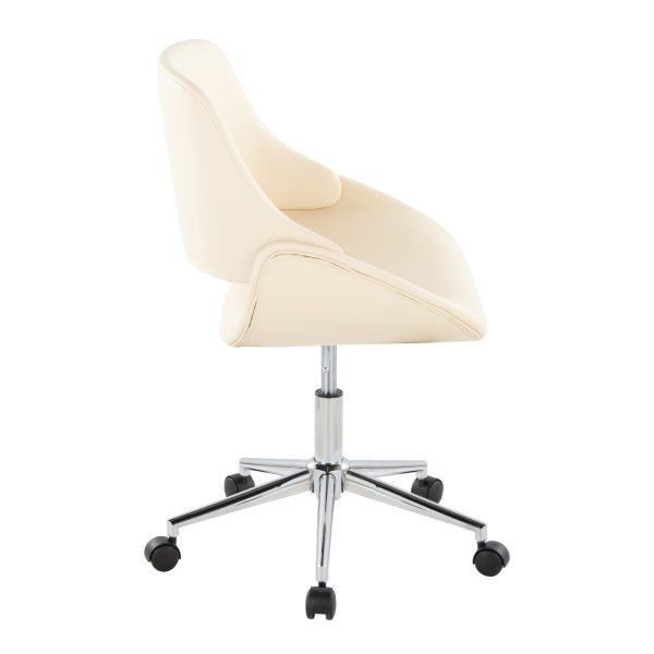 Fabrico Contemporary Cream Faux Leather Chrome Office Chair 2