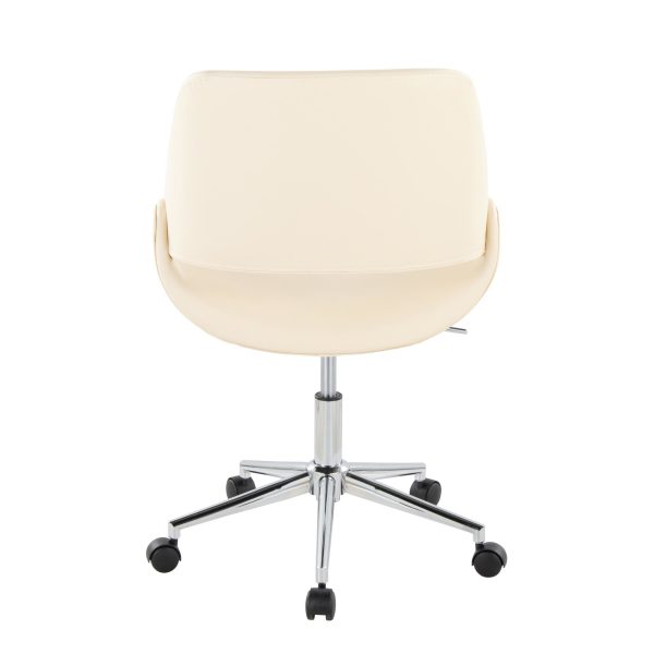 Fabrico Contemporary Cream Faux Leather Chrome Office Chair 4