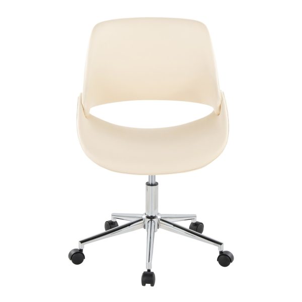 Fabrico Contemporary Cream Faux Leather Chrome Office Chair 5