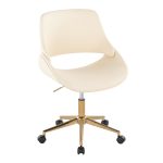 Fabrico Contemporary Cream Faux Leather Gold Office Chair 9 Fabrico Contemporary Cream Faux Leather Gold Office Chair