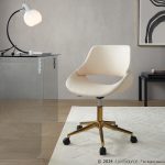 Fabrico Contemporary Cream Faux Leather Gold Office Chair 8 Fabrico Contemporary Cream Faux Leather Gold Office Chair