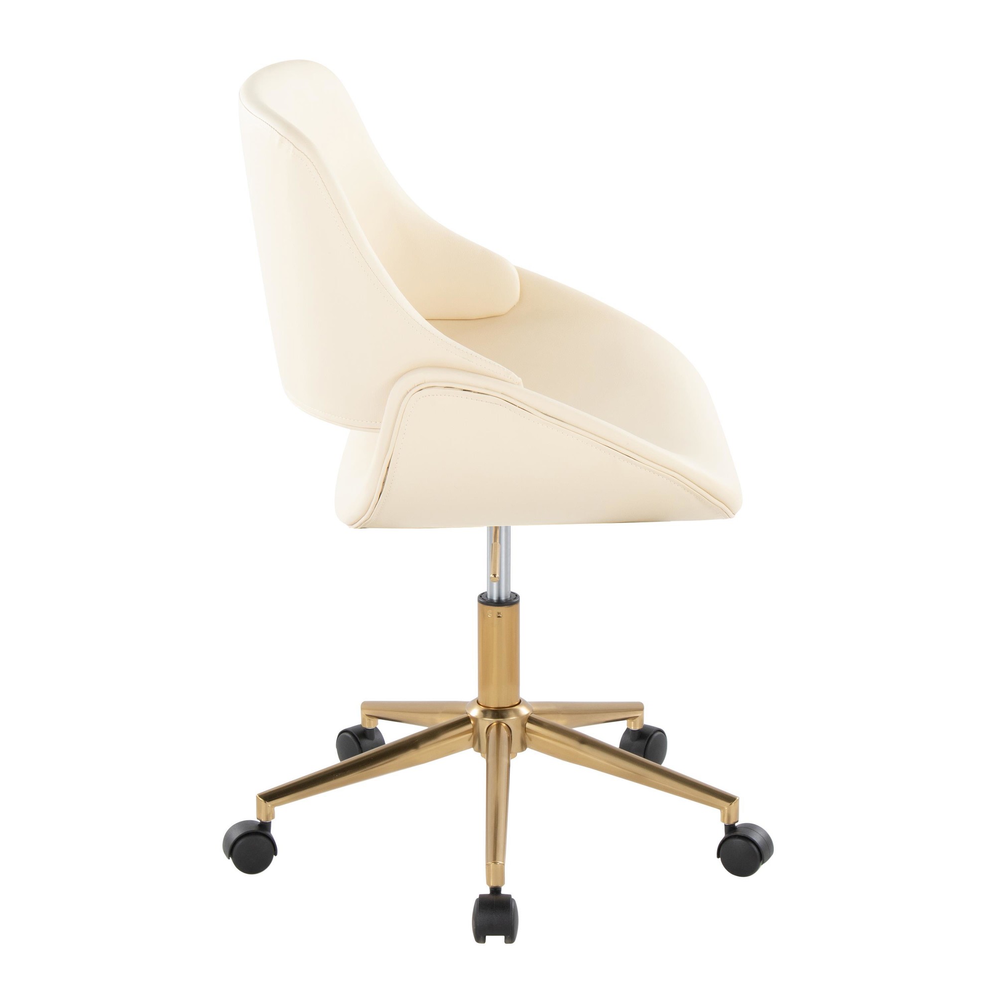 Fabrico Contemporary Cream Faux Leather Gold Office Chair 3 Fabrico Contemporary Cream Faux Leather Gold Office Chair - Image 3