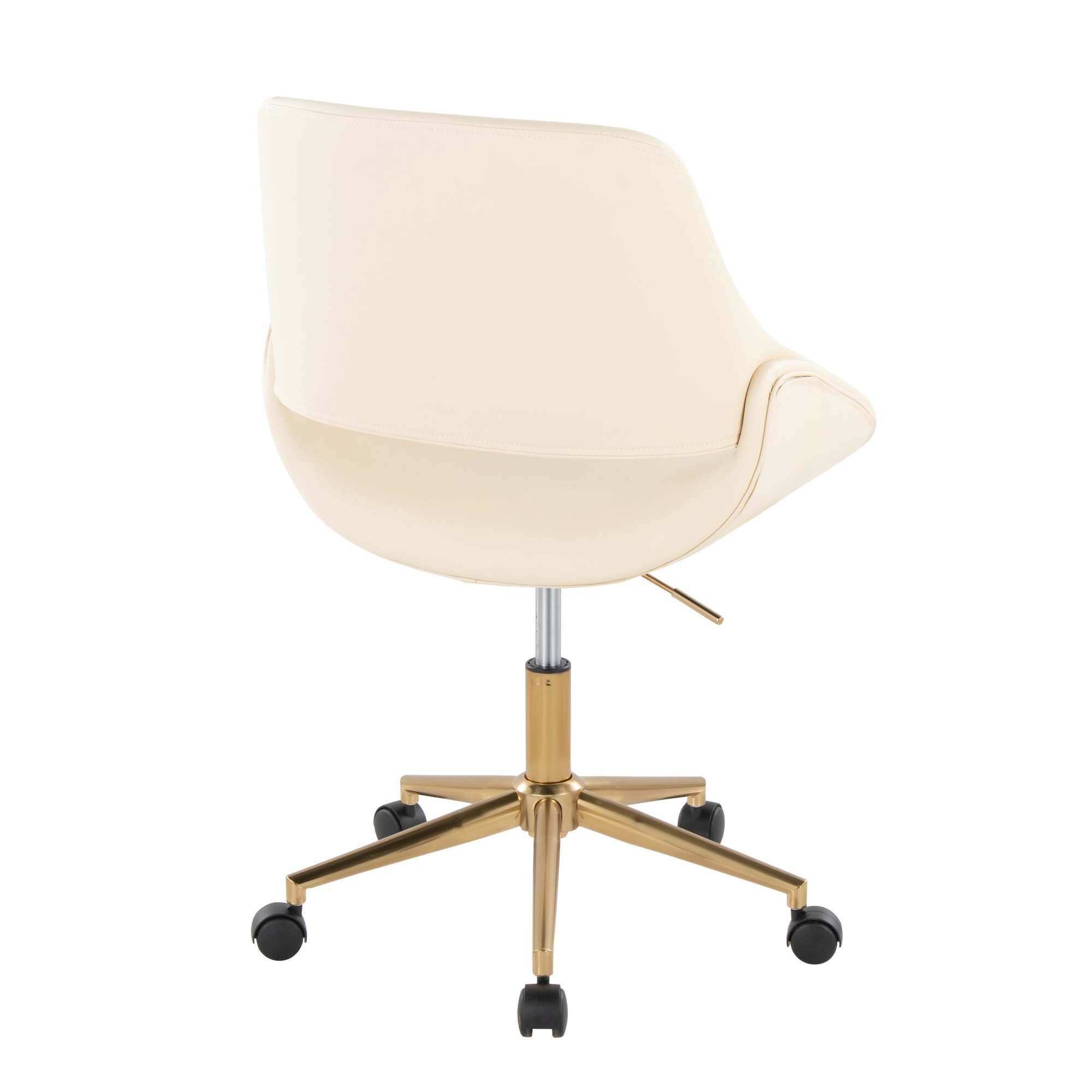 Fabrico Contemporary Cream Faux Leather Gold Office Chair 4 Fabrico Contemporary Cream Faux Leather Gold Office Chair - Image 4