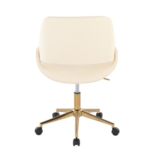 Fabrico Contemporary Cream Faux Leather Gold Office Chair 4