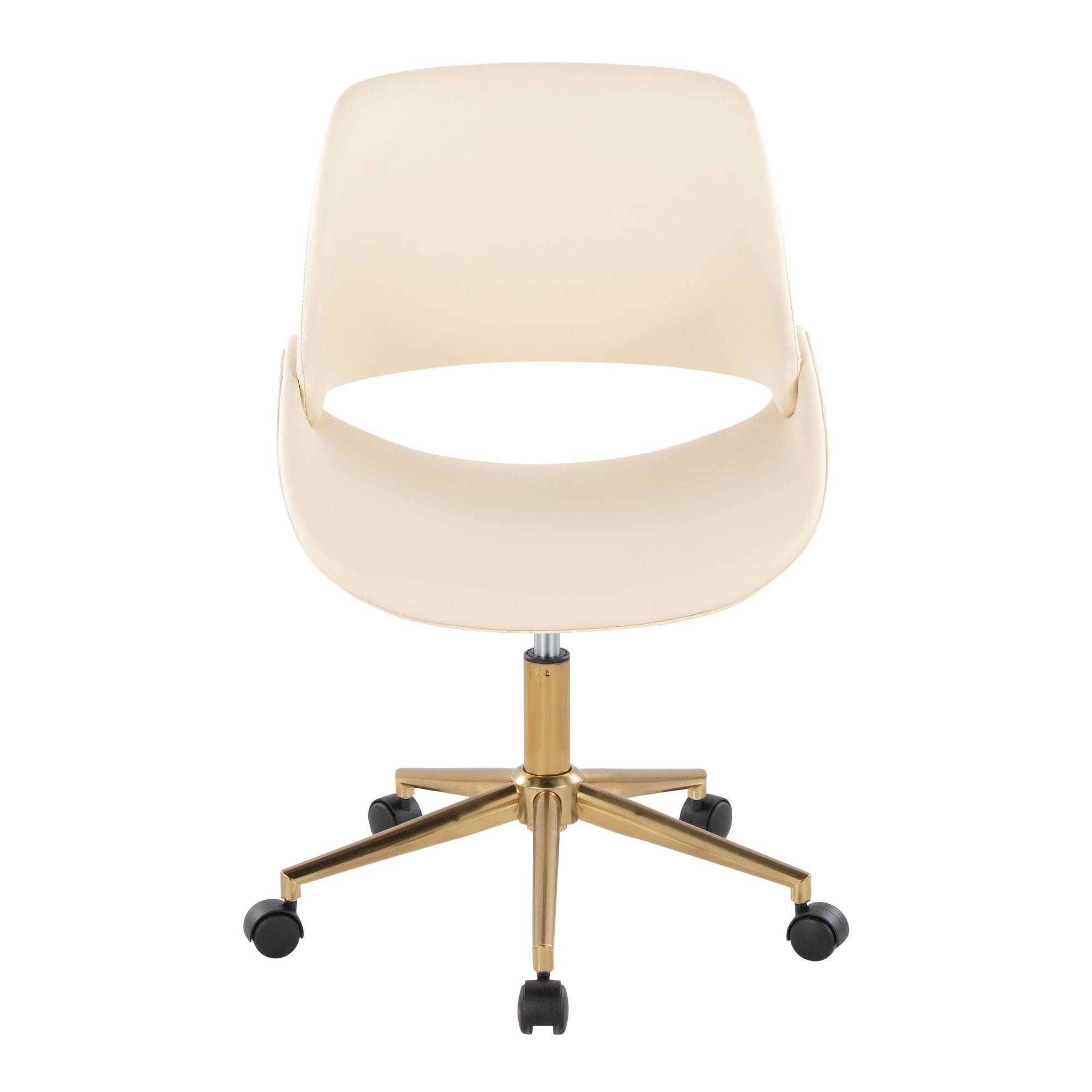 Fabrico Contemporary Cream Faux Leather Gold Office Chair 6 Fabrico Contemporary Cream Faux Leather Gold Office Chair - Image 6