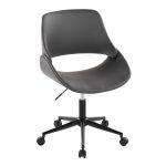 Fabrico Contemporary Grey Faux Leather Black Metal Office Chair