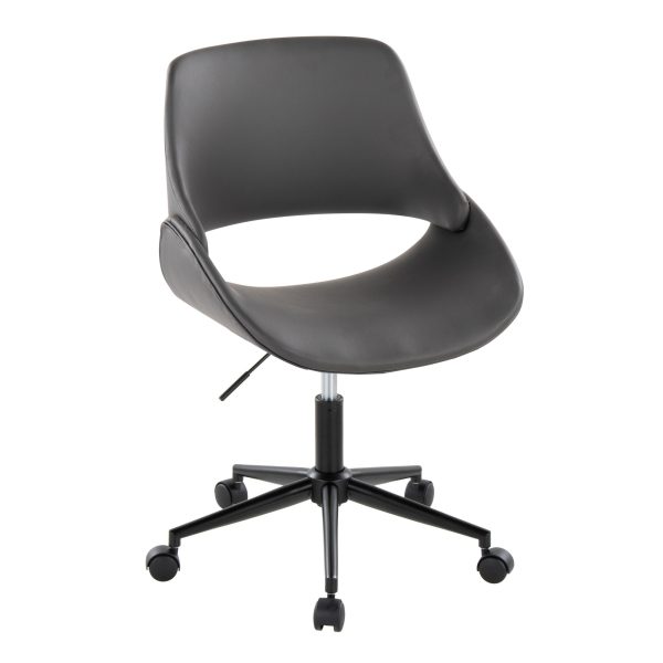 Fabrico Contemporary Grey Faux Leather Black Metal Office Chair 1