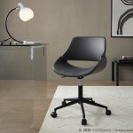 Fabrico Contemporary Grey Faux Leather Black Metal Office Chair