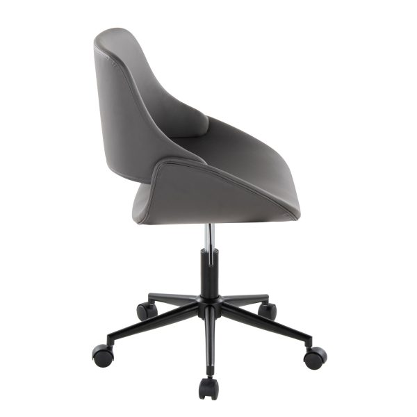 Fabrico Contemporary Grey Faux Leather Black Metal Office Chair 2