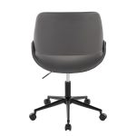Fabrico Contemporary Grey Faux Leather Black Metal Office Chair