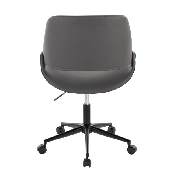 Fabrico Contemporary Grey Faux Leather Black Metal Office Chair 4