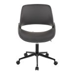 Fabrico Contemporary Grey Faux Leather Black Metal Office Chair