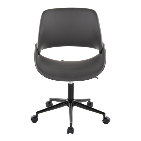 Fabrico Contemporary Grey Faux Leather Black Metal Office Chair 5