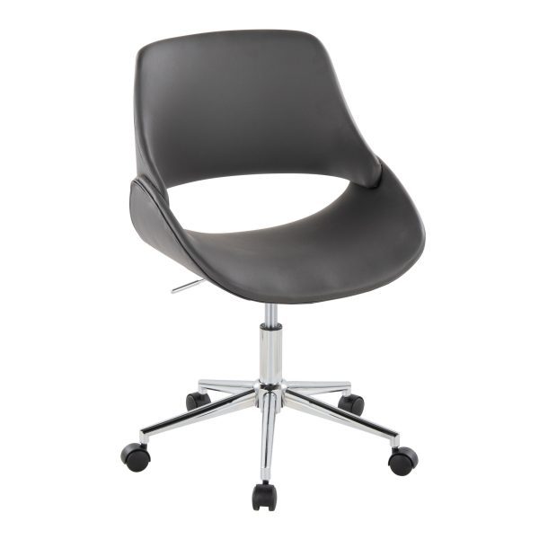 Fabrico Contemporary Grey Faux Leather Chrome Office Chair 1