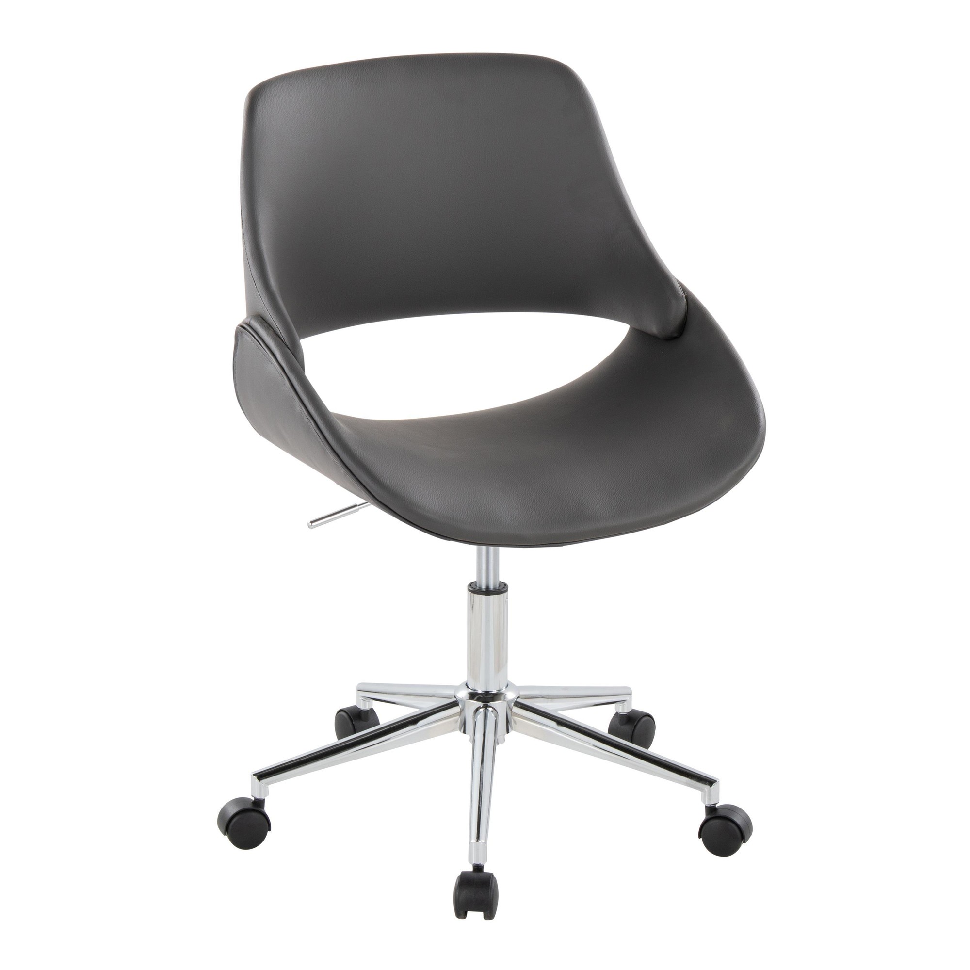 Fabrico Contemporary Grey Faux Leather Chrome Office Chair 2 Fabrico Contemporary Grey Faux Leather Chrome Office Chair - Image 2