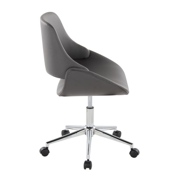 Fabrico Contemporary Grey Faux Leather Chrome Office Chair 2