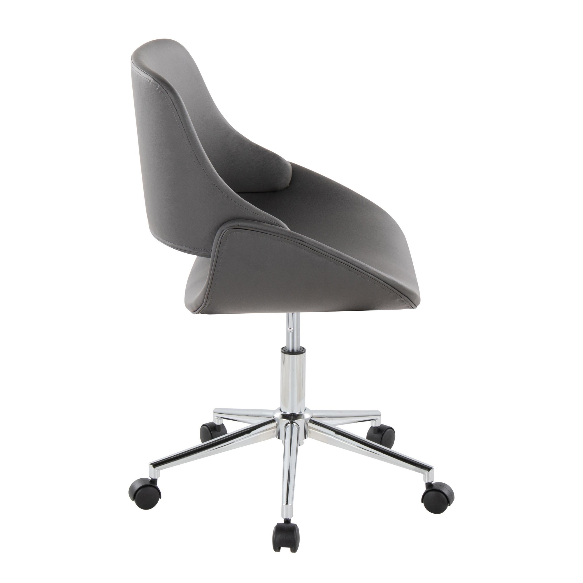 Fabrico Contemporary Grey Faux Leather Chrome Office Chair 3 Fabrico Contemporary Grey Faux Leather Chrome Office Chair - Image 3