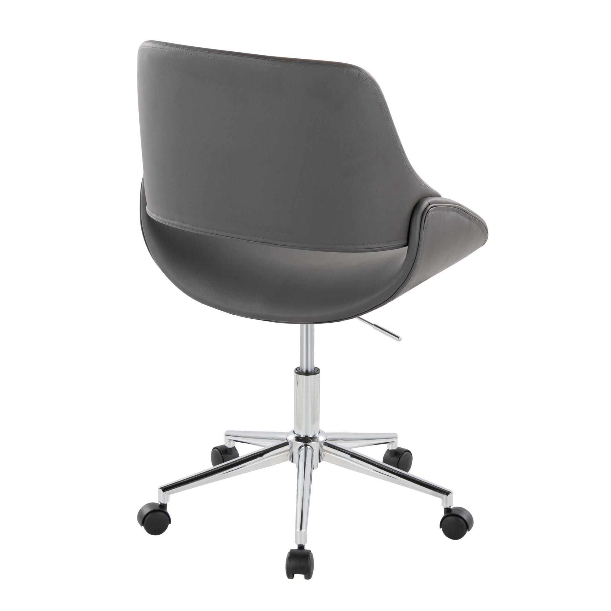 Fabrico Contemporary Grey Faux Leather Chrome Office Chair 4 Fabrico Contemporary Grey Faux Leather Chrome Office Chair - Image 4