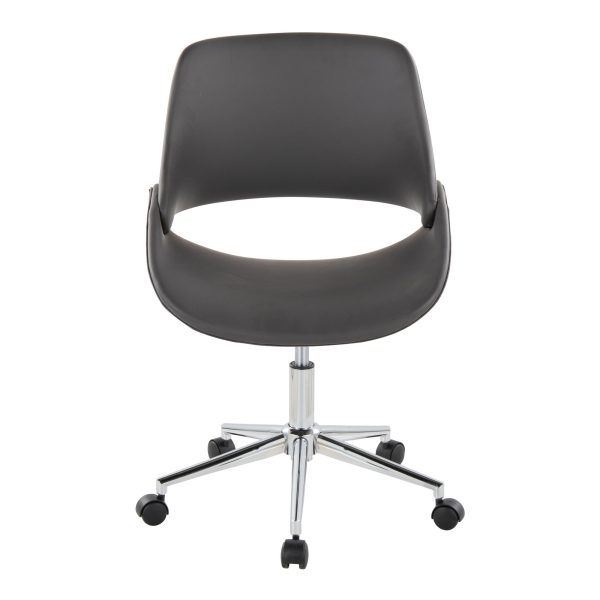 Fabrico Contemporary Grey Faux Leather Chrome Office Chair 5