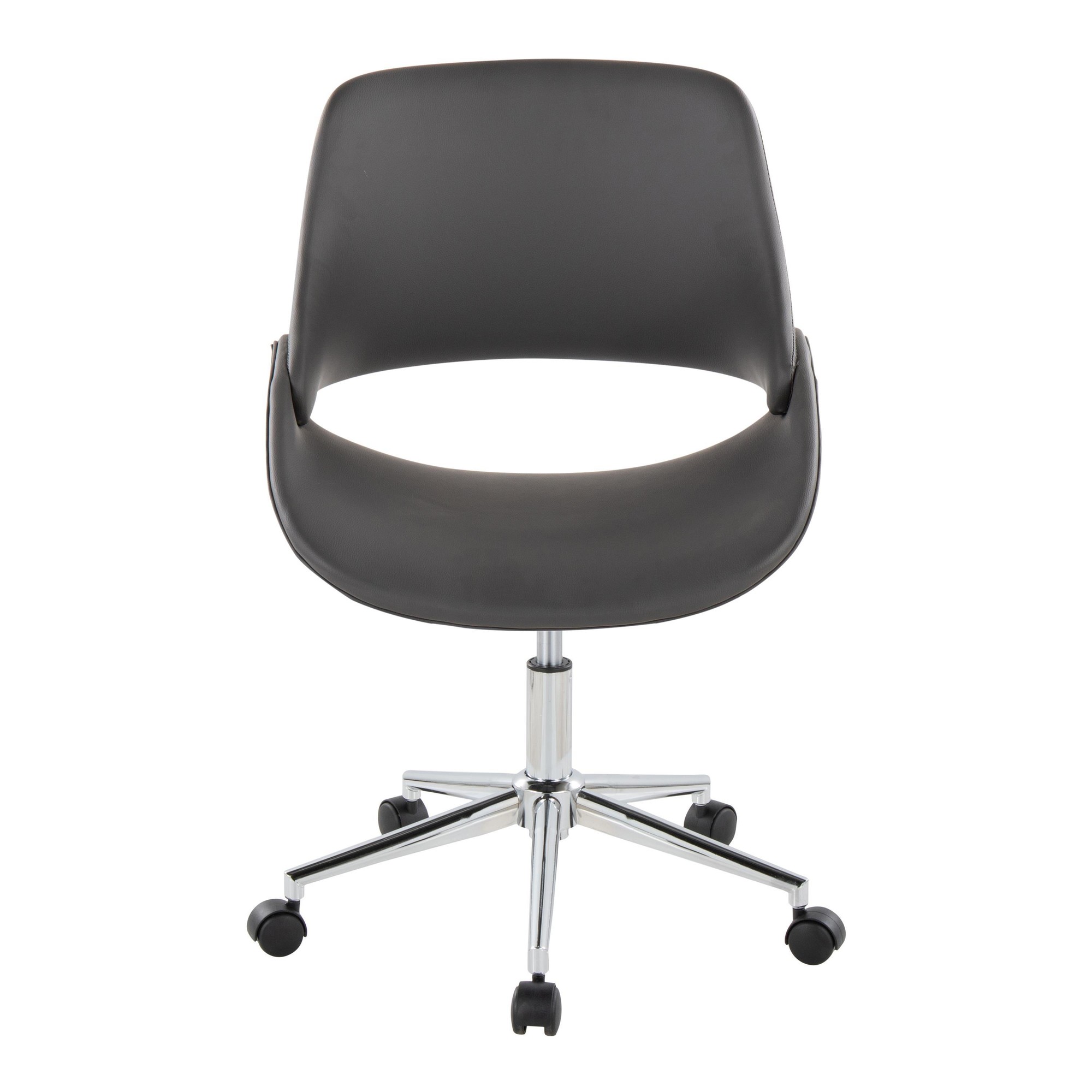 Fabrico Contemporary Grey Faux Leather Chrome Office Chair 6 Fabrico Contemporary Grey Faux Leather Chrome Office Chair - Image 6