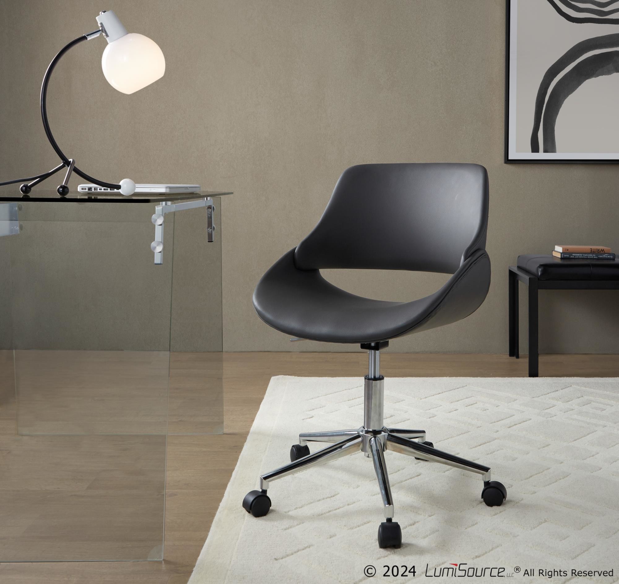 Fabrico Contemporary Grey Faux Leather Chrome Office Chair 1 Fabrico Contemporary Grey Faux Leather Chrome Office Chair
