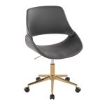 Fabrico Contemporary Grey Faux Leather and Gold Office Chair