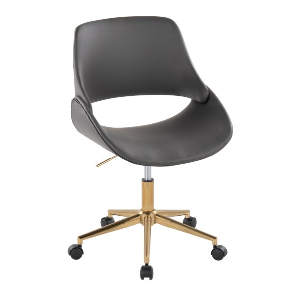 Fabrico Contemporary Grey Faux Leather and Gold Office Chair 1