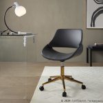 Fabrico Contemporary Grey Faux Leather and Gold Office Chair