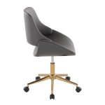 Fabrico Contemporary Grey Faux Leather and Gold Office Chair