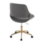 Fabrico Contemporary Grey Faux Leather and Gold Office Chair