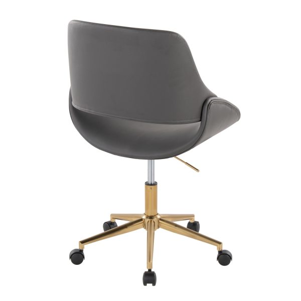 Fabrico Contemporary Grey Faux Leather and Gold Office Chair 3