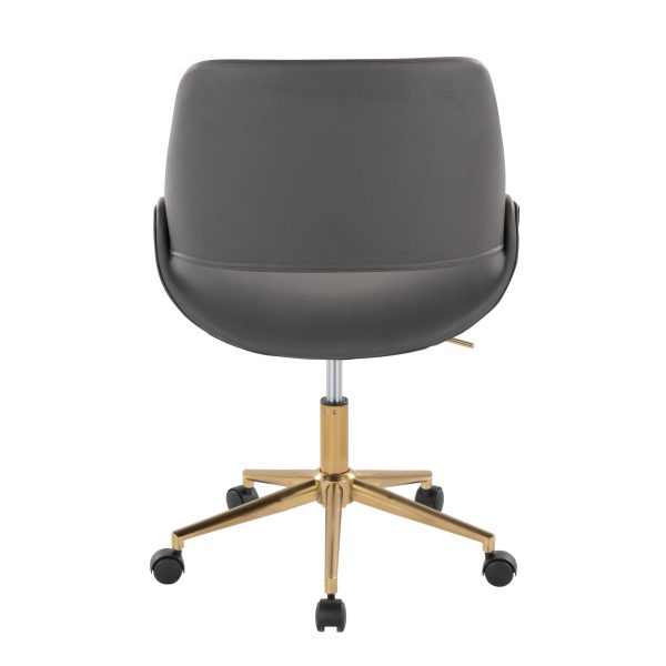 Fabrico Contemporary Grey Faux Leather and Gold Office Chair 4
